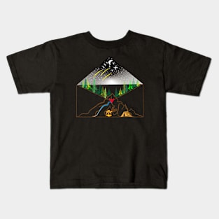 camping in a letter Kids T-Shirt